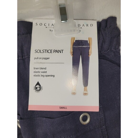 Social Standards Jogger Womens Small Pull On Linen Drawstring Blue High rise - Picture 8 of 11